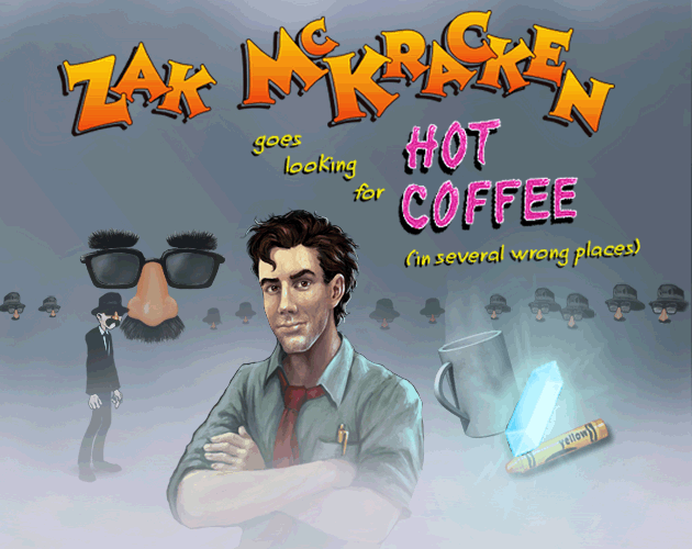 Game cover: Zak McKracken Goes Looking for Hot Coffee (in several wrong places)