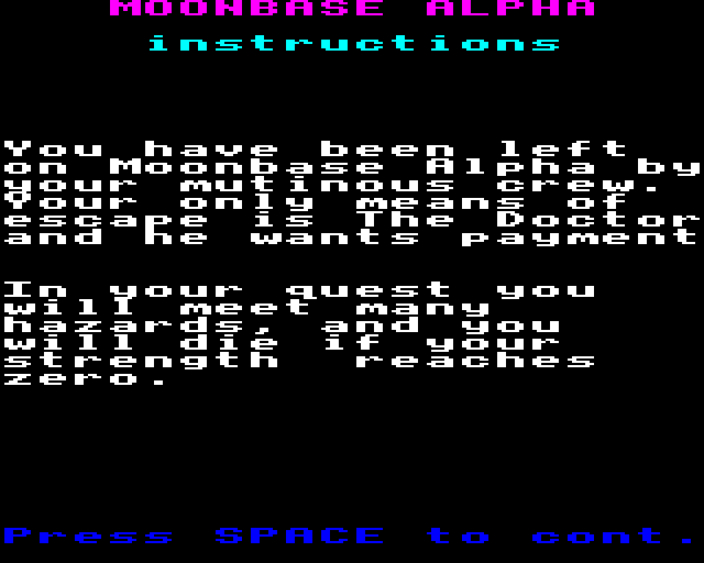 Game cover: Escape from Moonbase Alpha