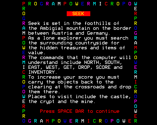 Game cover: Seek