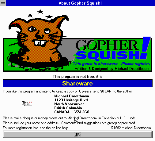 Game cover: Gopher Squish!