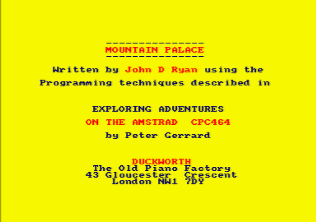 Game cover: Mountain Palace Adventure