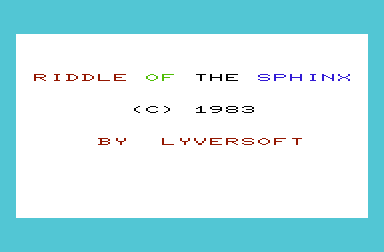 Game cover: Riddle of the Sphinx