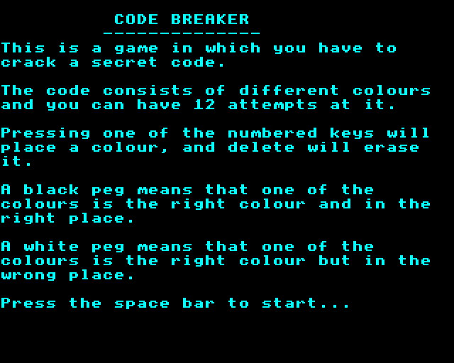 Game cover: Code Breaker