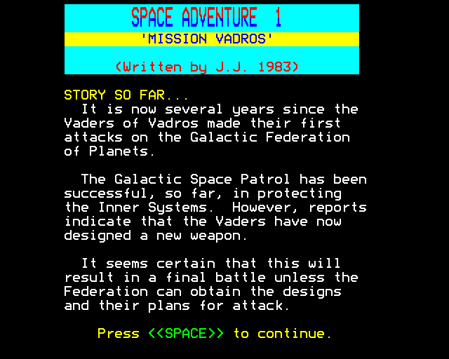 Game cover: Space Adventure One