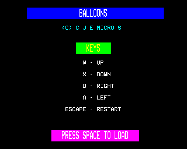 Game cover: Balloons
