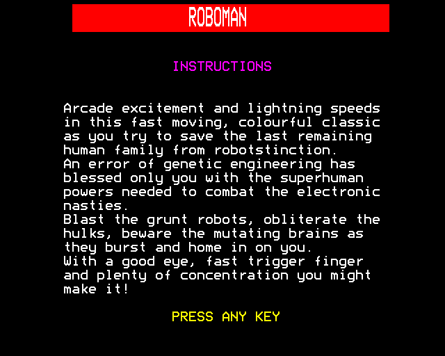 Game cover: Roboman