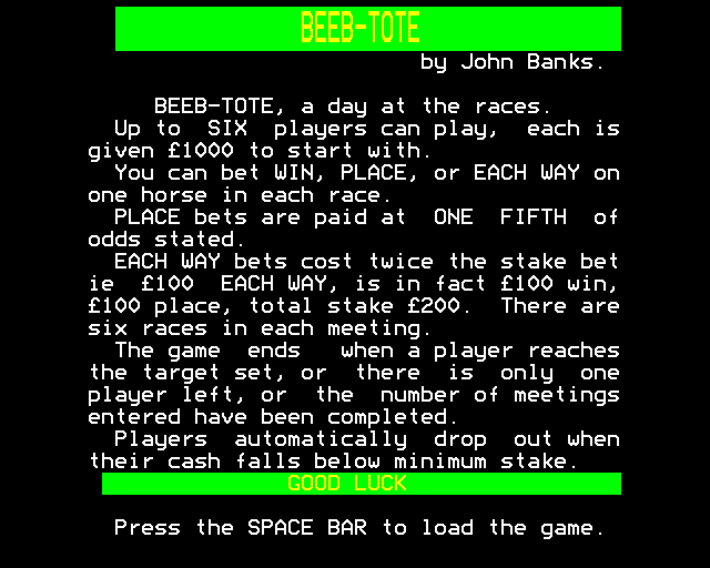 Game cover: Beeb-Tote