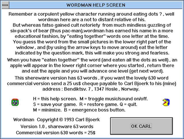 Game cover: Wordman