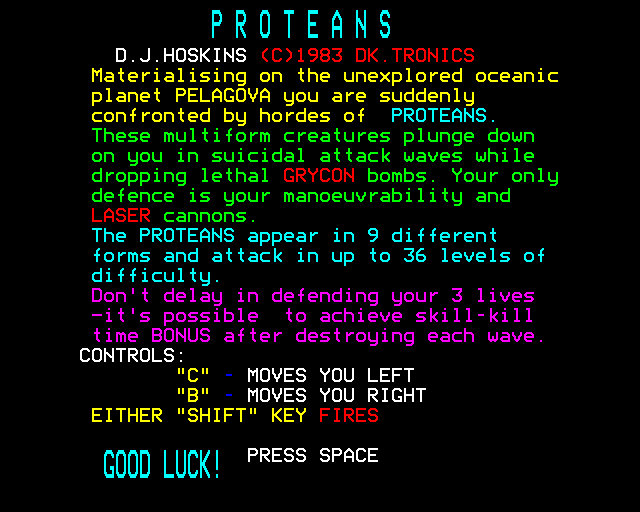 Game cover: Proteanse