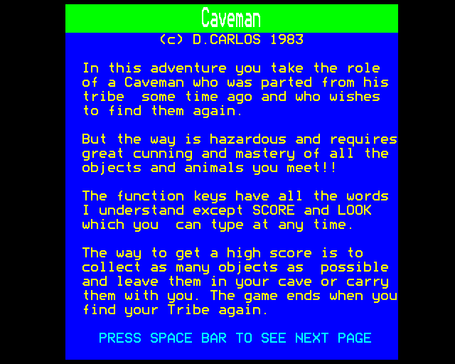Game cover: Caveman Adventure
