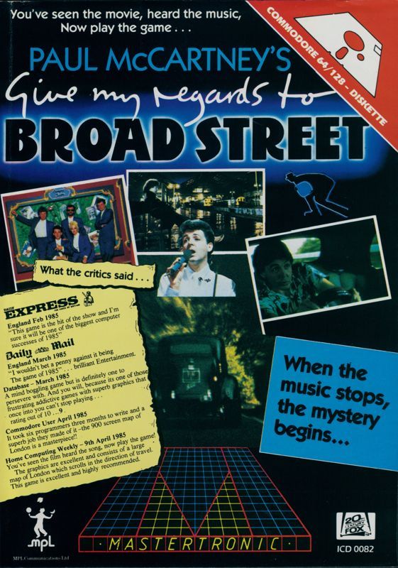 Game cover: Paul McCartney's Give My Regards to Broad Street