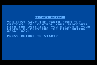 Game cover: Planet Patrol