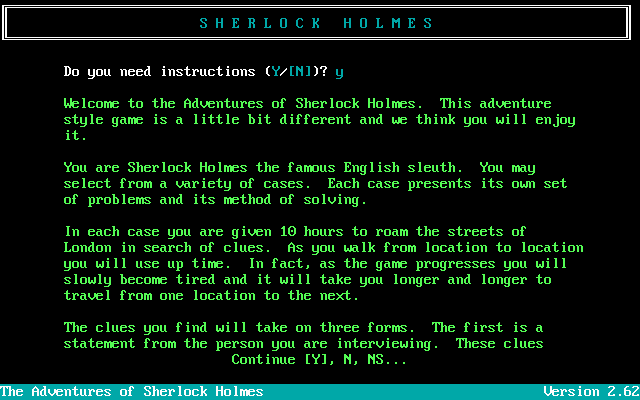 Game cover: The Adventures of Sherlock Holmes
