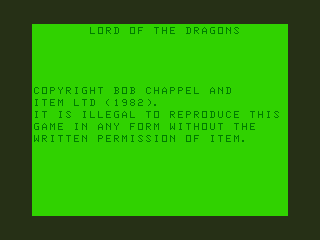 Game cover: Lord of the Dragons