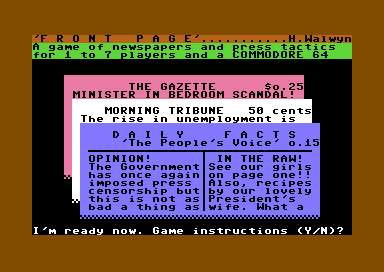 Game cover: Front Page