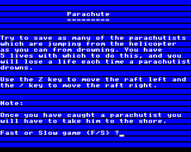 Game cover: Parachute
