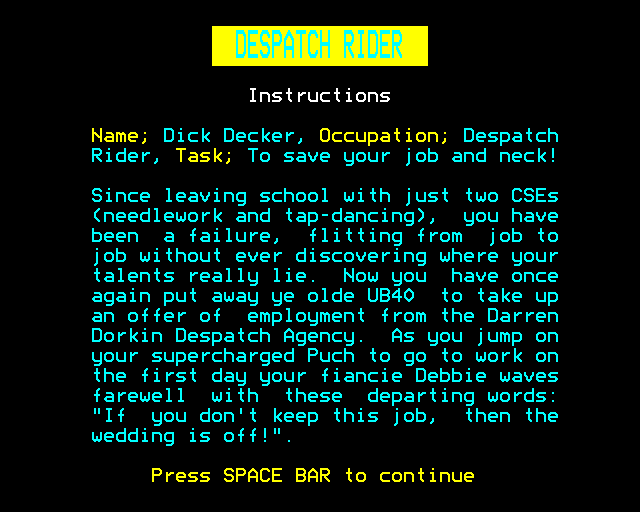 Game cover: Despatch Rider