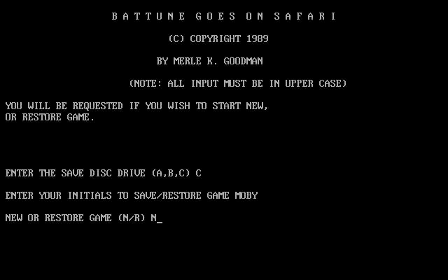 Game cover: Battune Goes on Safari