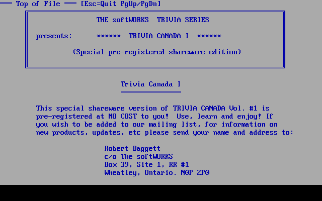 Game cover: Trivia Canada 1