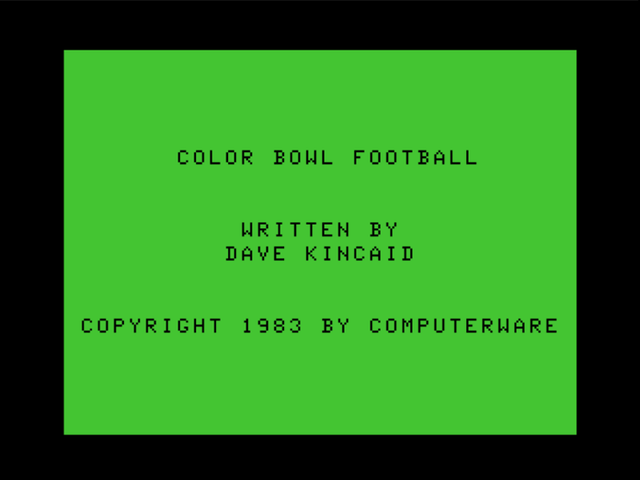 Game cover: Color Bowl Football