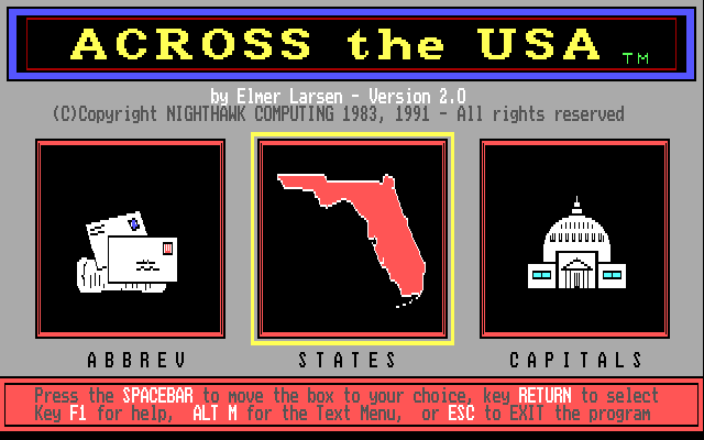 Game cover: Across the USA