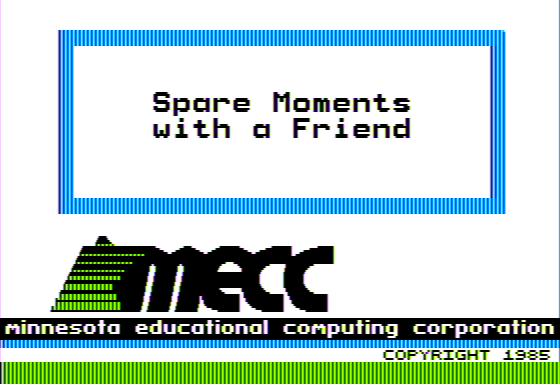 Game cover: Spare Moments with a Friend