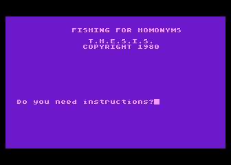 Game cover: Fishing for Homonyms