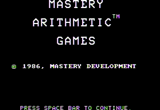 Game cover: Mastery Arithmetic Games
