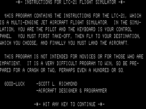 Game cover: LTC-21 Flight Simulator