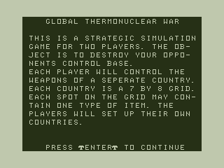 Game cover: Global Thermonuclear War