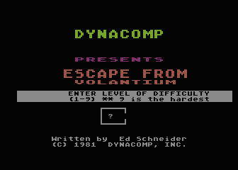 Game cover: Escape from Volantium