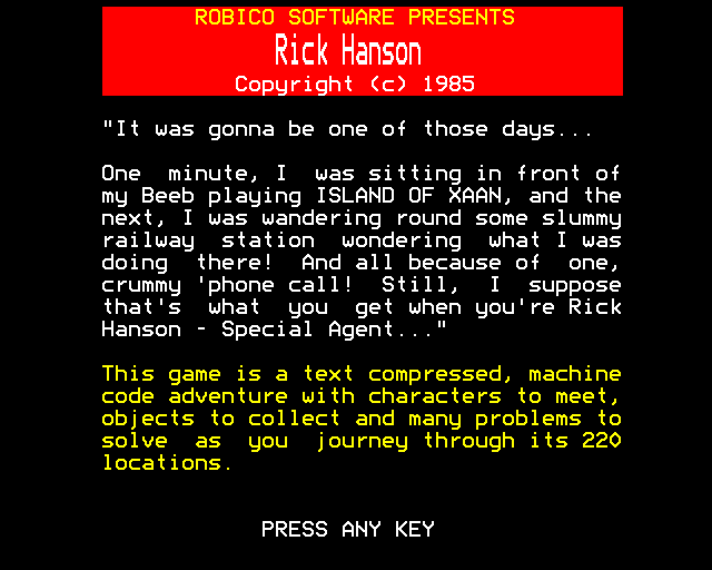 Game cover: Rick Hanson