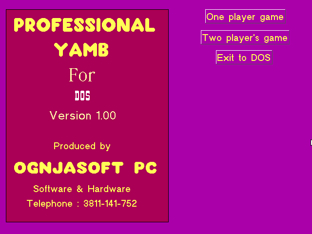 Game cover: Professional Yamb