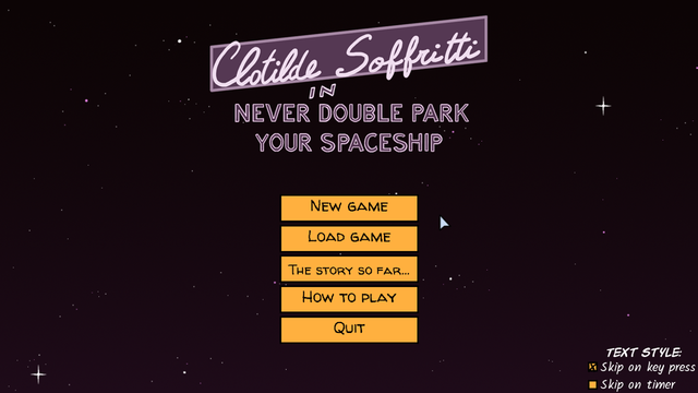 Game cover: Clotilde Soffritti in: Never Double Park Your Spaceship