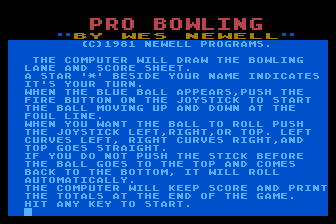 Game cover: Pro Bowling