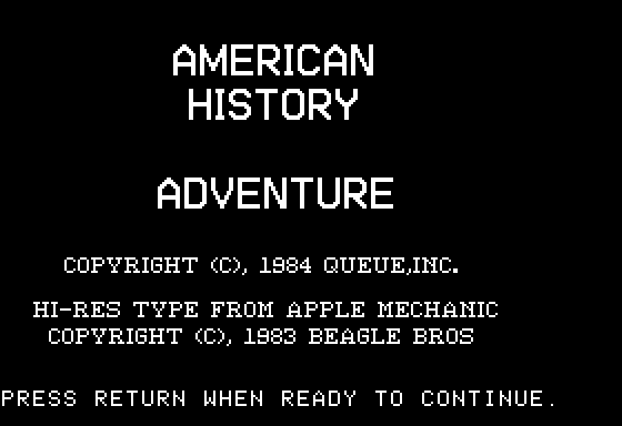 Game cover: American History Adventure