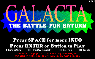 Game cover: Galacta: The Battle for Saturn