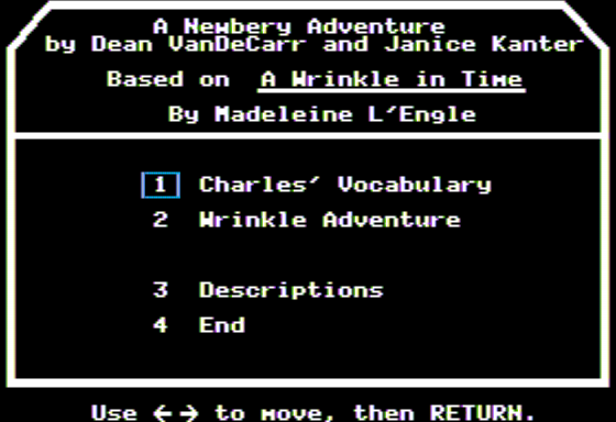 Game cover: A Newbery Adventure: A Wrinkle in Time