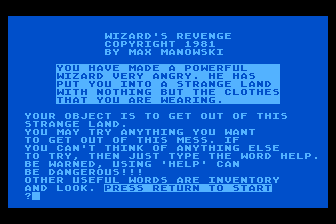 Game cover: Wizard's Revenge