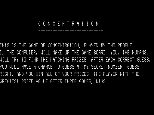 Game cover: Concentration