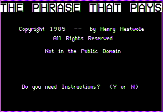 Game cover: The Phrase that Pays