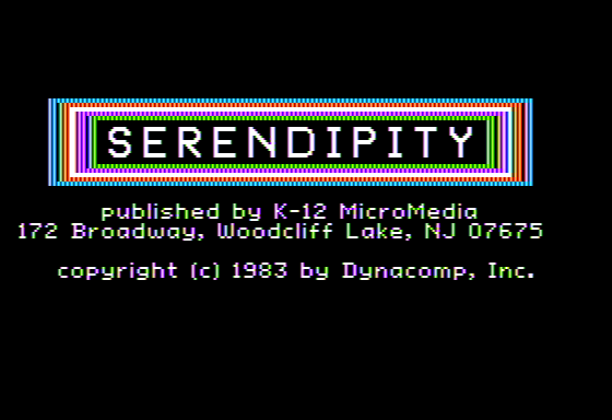 Game cover: Serendipity
