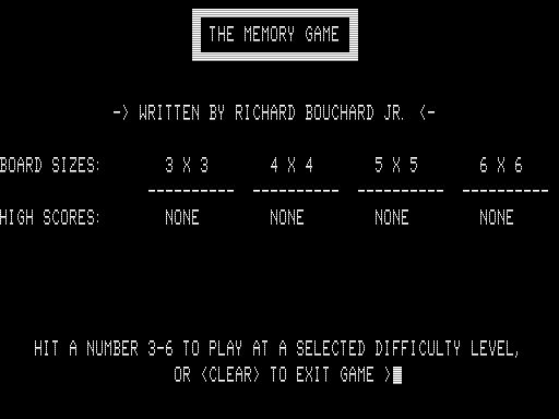 Game cover: The Memory Game