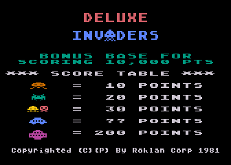 Game cover: Deluxe Invaders