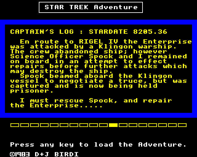 Game cover: Star Trek Adventure