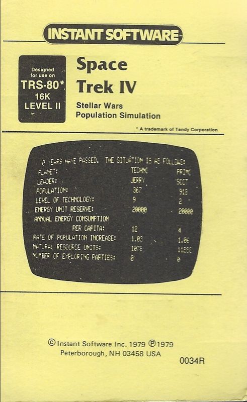 Game cover: Space Trek IV