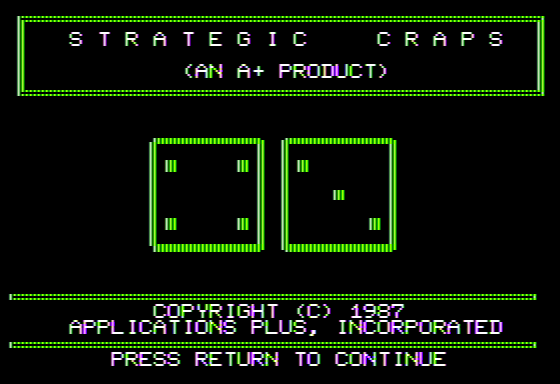 Game cover: Strategic Craps