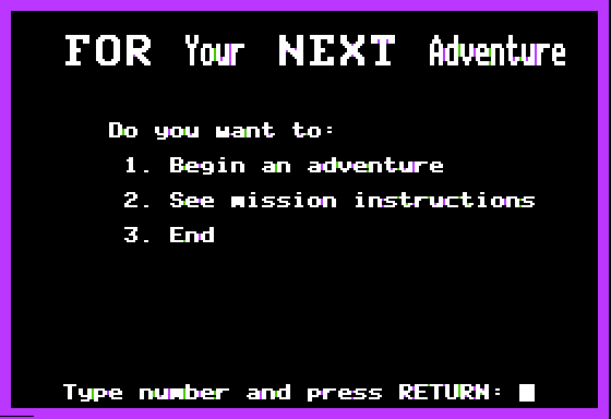 Game cover: FOR your NEXT Adventure