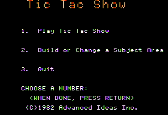 Game cover: Tic Tac Show
