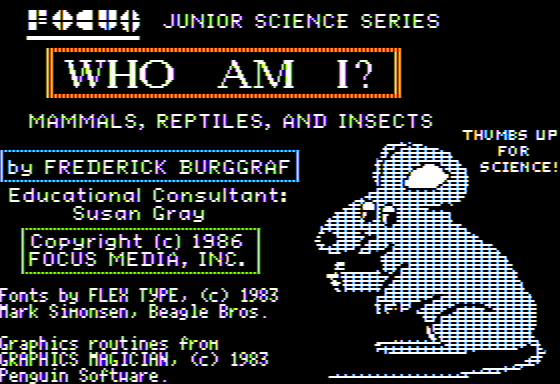 Game cover: Who am I?: Mammals, Reptiles, and Insects